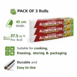 Aluminium Foil 45cm Pack of 3 Rolls | Heavy Duty Kitchen Foil | Cooking, Baking, Freezing & Wrapping - Image 2