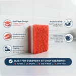 Cleaning Scouring Sponges 5 PCS | Dual Layer Kitchen Sponge | Heavy Duty Scrub + Soft Foam | Multi-Purpose Cleaning - Image 3