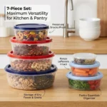Food Storage Containers Set 7 PCS | Airtight Flip-Top Lids | Kitchen & Pantry Organization | Stackable & Reusable - Image 3