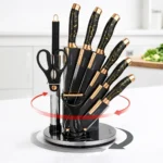 9-Piece Kitchen Knife Set with Rotating Stand | German Stainless Steel Blades | Ergonomic Handles | Built-in Sharpener | Premium Design - Image 4