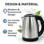 Electric Kettle 1.8L 1500W | Fast Boil Stainless Steel Kettle | Auto Shut-Off & Boil-Dry Protection | 360° Base | Ergonomic Handle - Image 4