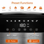 Air Fryer 15.5L 3400W | Large Capacity Digital Air Fryer | 8 Preset Functions | Adjustable Temperature & Timer | Stainless Steel Design - Image 4