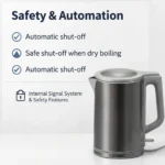 Electric Kettle 1.8L 1500W Fast Boil Stainless Steel | Auto Shut-Off & Boil-Dry Protection | 360° Rotating Base | Cord Storage | Modern Kitchen Kettle - Image 5