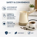 Electric Turkish Coffee Maker 0.4L 1000W | Compact & Lightweight | Auto Power Off | Easy One-Button Operation | Turkish Coffee Pot - Image 5